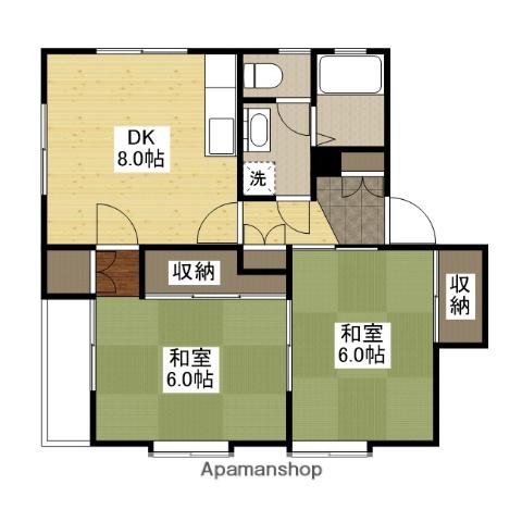 ファミユ若本(2DK/2階)の間取り写真