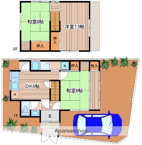 広島県広島市南区 2階建 築59年(3DK)の間取り写真