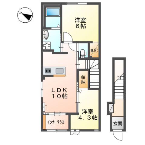SOLEIL.KAY(2LDK/2階)の間取り写真