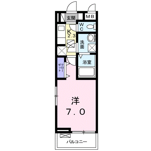 ラ・プラージュⅡ(1K/1階)の間取り写真