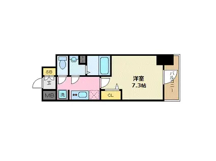 プレサンス広島中央(1K/7階)の間取り写真