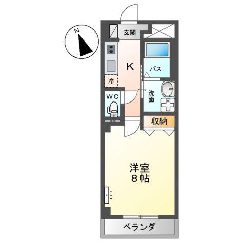 BAILEY舟入本町(1K/4階)の間取り写真