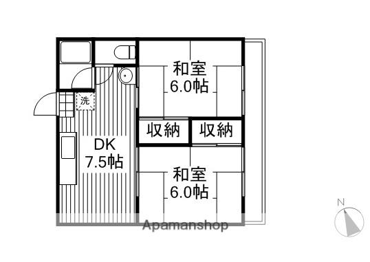 第一日の出ビル(2DK/3階)の間取り写真