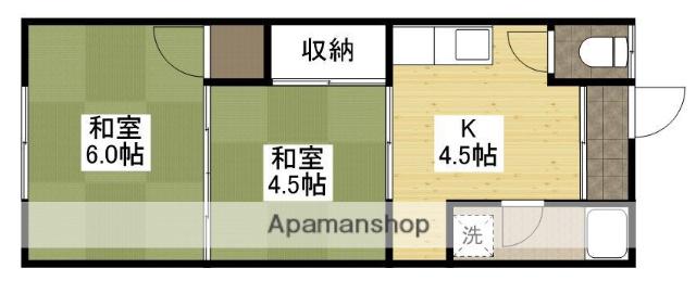 坪井ビル(2K/2階)の間取り写真