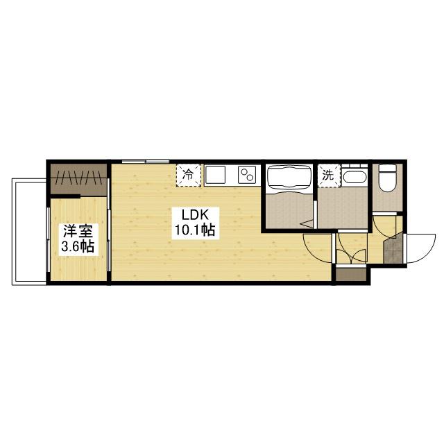 セブンプロート江波本町Ⅱ(1LDK/3階)の間取り写真
