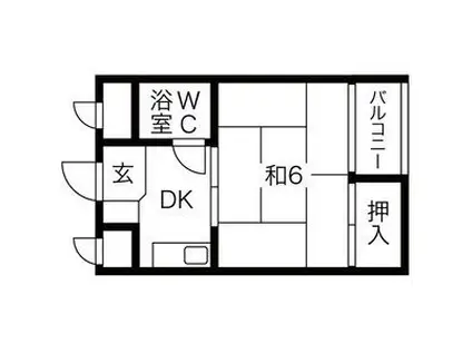 グローバル三本松(1DK/3階)の間取り写真