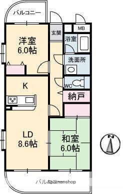 GRACEエヌエス(2LDK/3階)の間取り写真