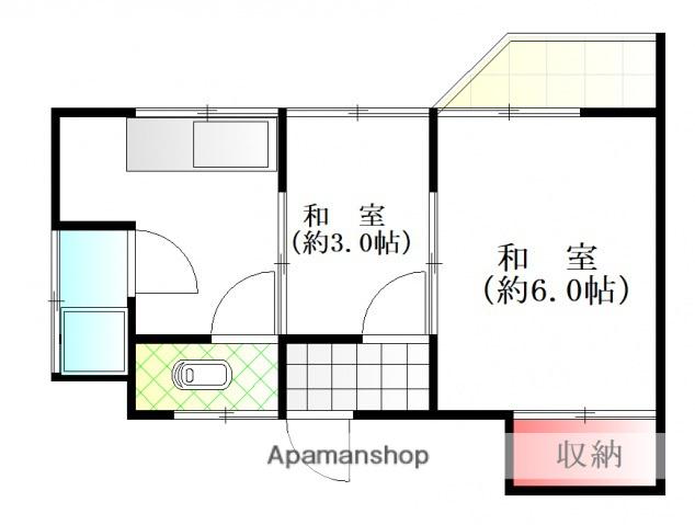 観山荘(2K/1階)の間取り写真