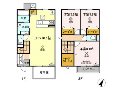 芸備線 矢賀駅 徒歩31分 2階建 築1年(3LDK)の間取り写真