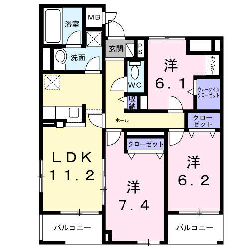 アーブルブリエ(3LDK/3階)の間取り写真