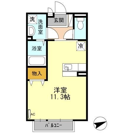 ルーチェ(ワンルーム/2階)の間取り写真