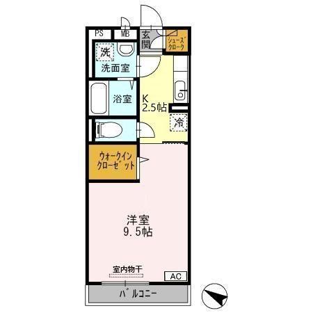 グラッサ新広(1K/2階)の間取り写真