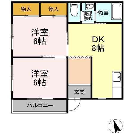 ヴェル中迫(2DK/1階)の間取り写真