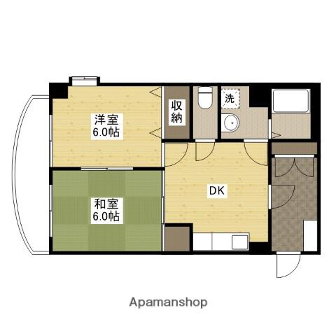 グリーンヴァリィ金光一番館(2DK/5階)の間取り写真