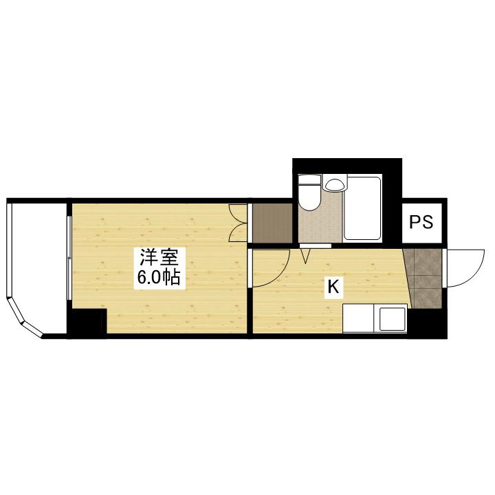 グリーンヴァリィ金光一番館(1K/4階)の間取り写真