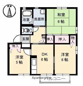 クレール瀬戸見 A棟(3DK/2階)の間取り写真