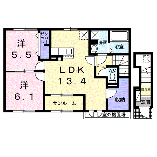 プレミアムテラス(2LDK/2階)の間取り写真
