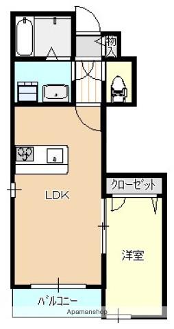アール江波南(1LDK/1階)の間取り写真