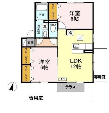 メゾン四季壱番館(2LDK/1階)の間取り写真