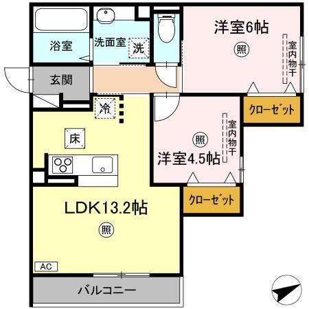 PREMIER矢賀(2LDK/1階)の間取り写真