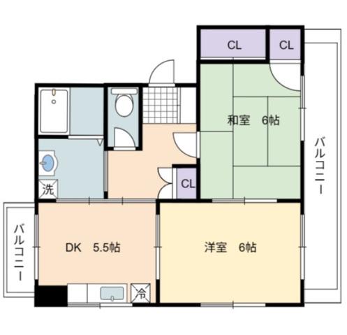 菱明ビル(2K/4階)の間取り写真