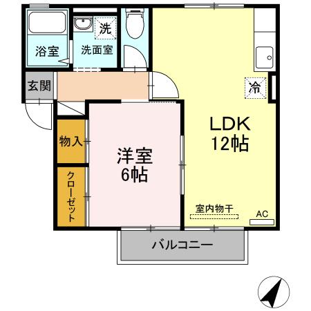 メゾンつつじヶ丘B棟(1LDK/1階)の間取り写真