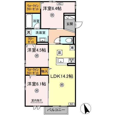 サウスERN GION(3LDK/1階)の間取り写真