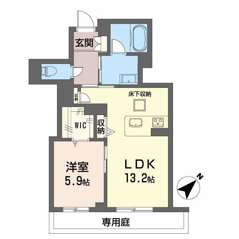 フィグ古江東町(1LDK/1階)の間取り写真