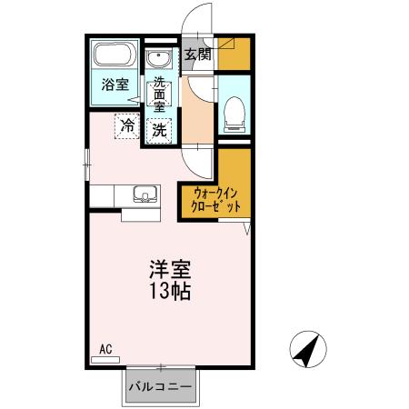 ボヌール城ヶ丘(ワンルーム/2階)の間取り写真