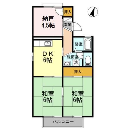 プリメーラ石井城(1LDK/1階)の間取り写真