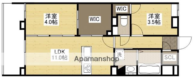 FLAX十日市(2LDK/9階)の間取り写真