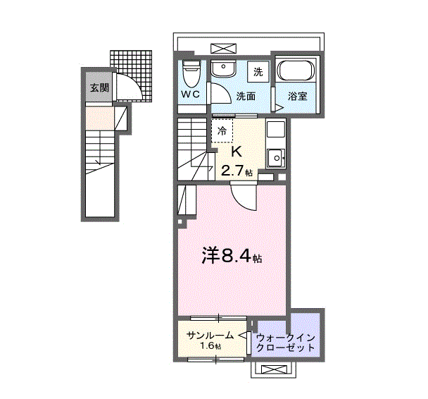 シャンス トロワ(1K/2階)の間取り写真