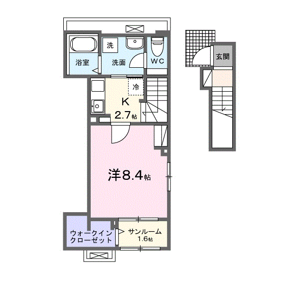 シャンス トロワ(1K/2階)の間取り写真