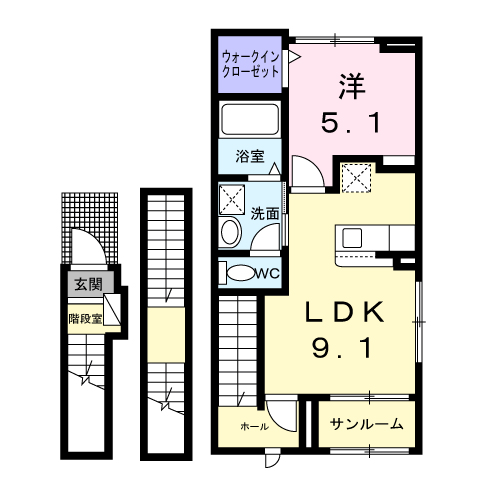 シャンス トロワ(1LDK/3階)の間取り写真