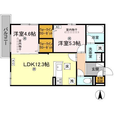 CAMPANELLA山本(2LDK/1階)の間取り写真