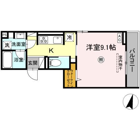 メゾン カルムII(1K/3階)の間取り写真
