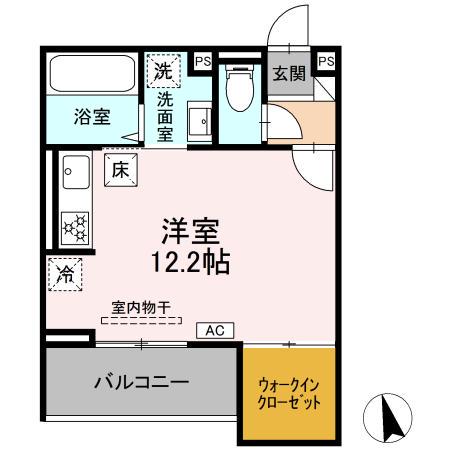 ヒロ・ブランシェ(ワンルーム/1階)の間取り写真