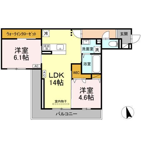 ヒロ・ブランシェ(2LDK/3階)の間取り写真