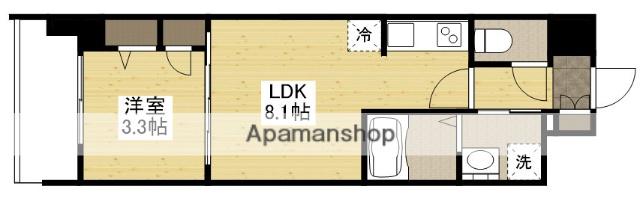S-RESIDENCE東千田公園ALESIA(1LDK/3階)の間取り写真