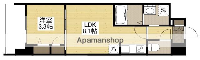 S-RESIDENCE東千田公園ALESIA(1LDK/3階)の間取り写真