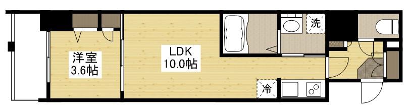S-RESIDENCE東千田公園ALESIA(1LDK/15階)の間取り写真