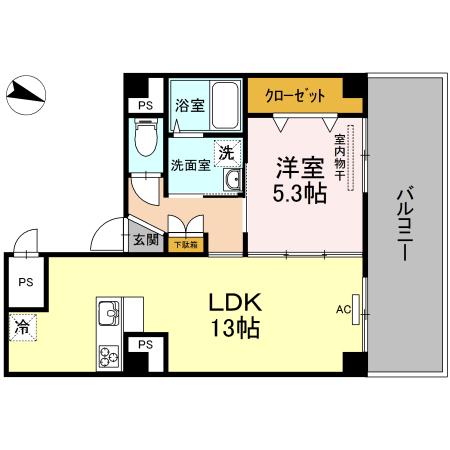 スクエアーハウス(1LDK/3階)の間取り写真