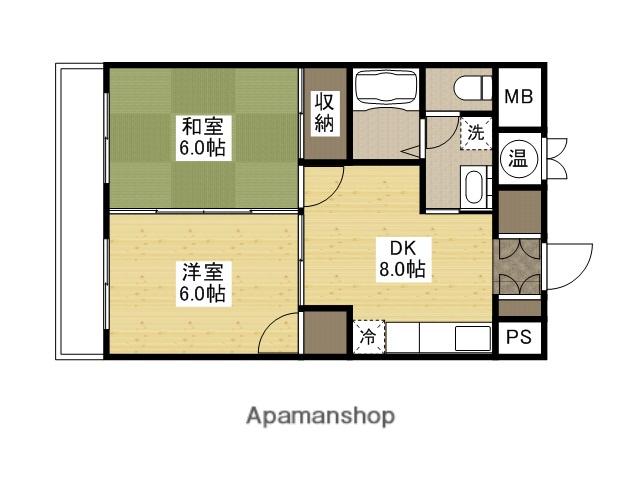 エフケイビル(2DK/6階)の間取り写真