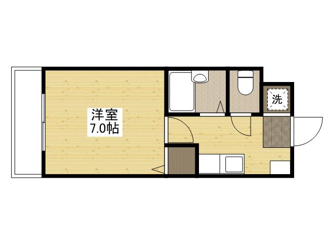 ソレイユ寺井(1K/3階)の間取り写真