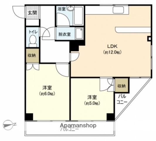 ベルクール堺町(2LDK/4階)の間取り写真