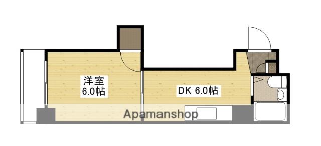 宇品川手ビル(1DK/3階)の間取り写真