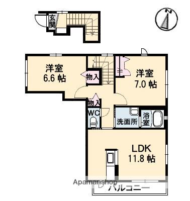 グランメール(2LDK/2階)の間取り写真