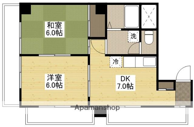 APIAⅡASAHI(2DK/3階)の間取り写真