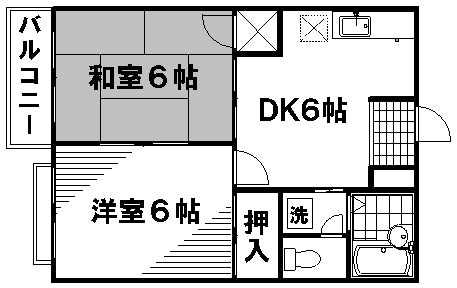 エルディム増井(2DK/2階)の間取り写真
