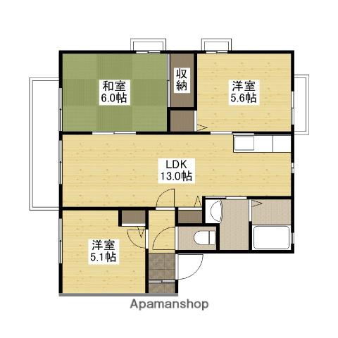 クレールせせら B棟(3LDK/1階)の間取り写真